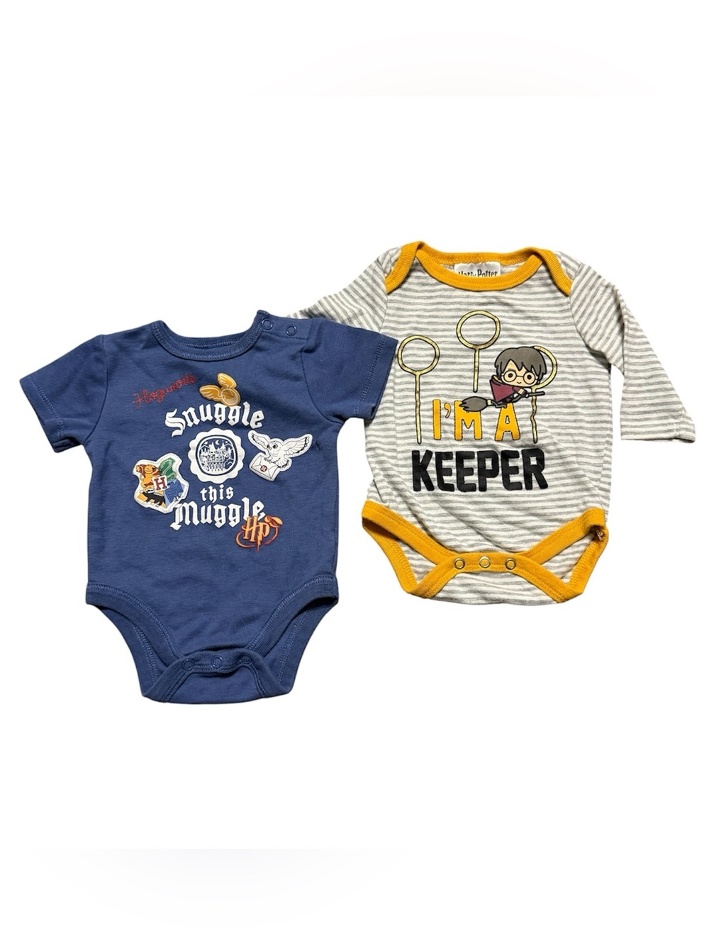 Harry Potter Baby Bodysuits Set of 2 Newborn 0-3M Long Sleeve Quidditch